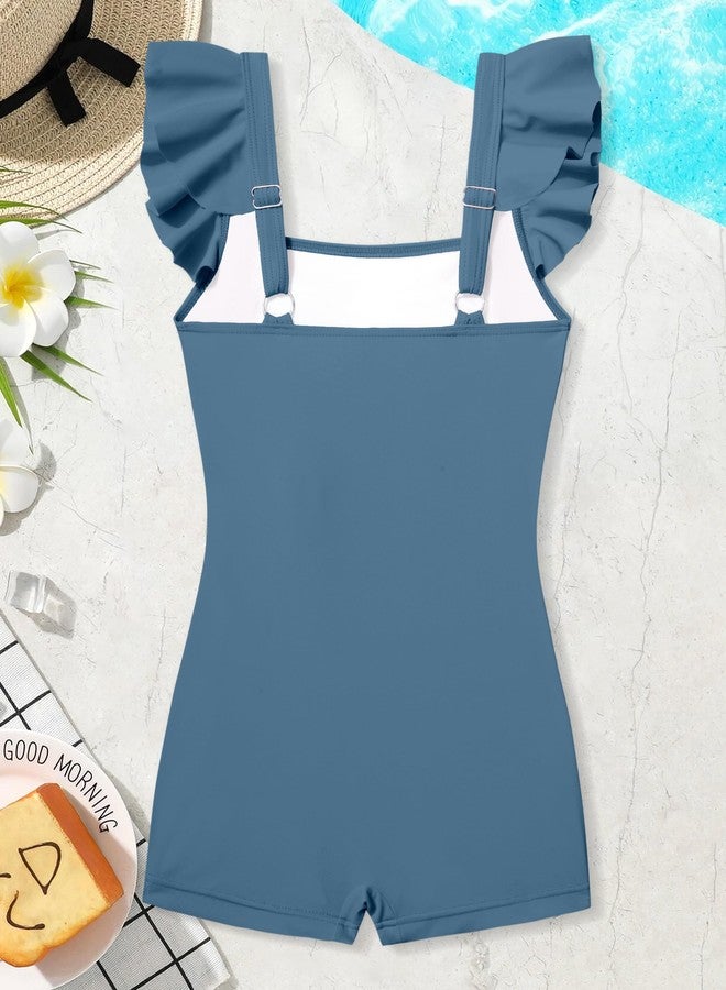 Aulyffo Girls Swimsuits Size 14-16 Girl Bathing Suits Size 14-16 One Piece Swimsuit Solid Bathing Suit for Teens Sleeveless Girls' Swimwear Grey 15-16 Years - Image 5